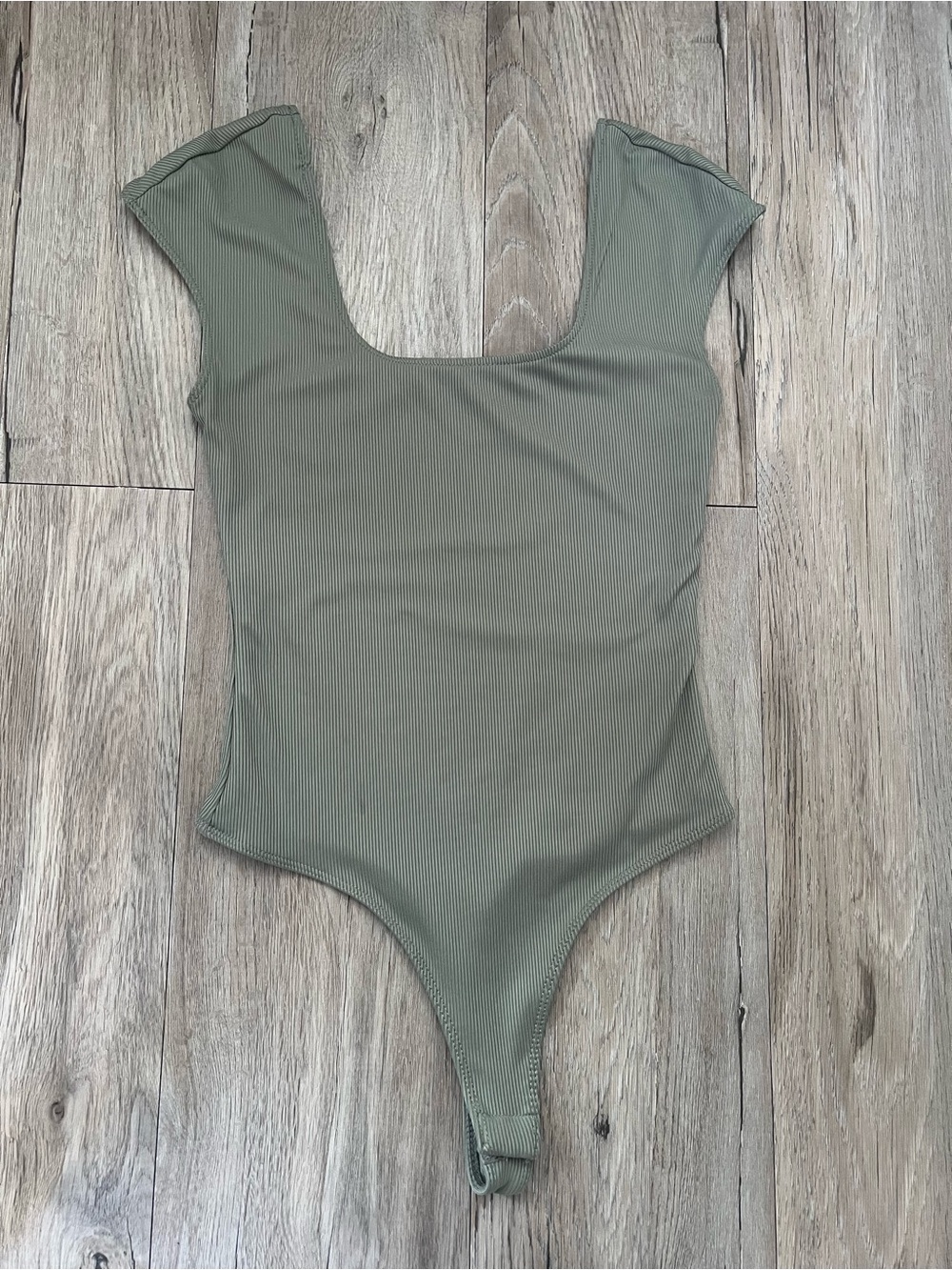 Scoop Neck Ribbed Olive Green Bodysuit